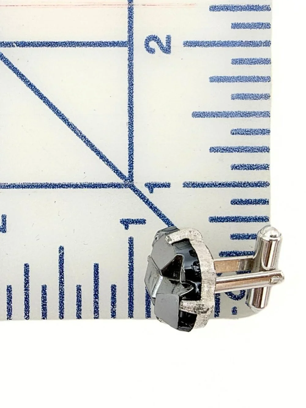 Swank Signed MCM Gray Glass Abstract Geometric Silver Plate Brutalist Cufflinks